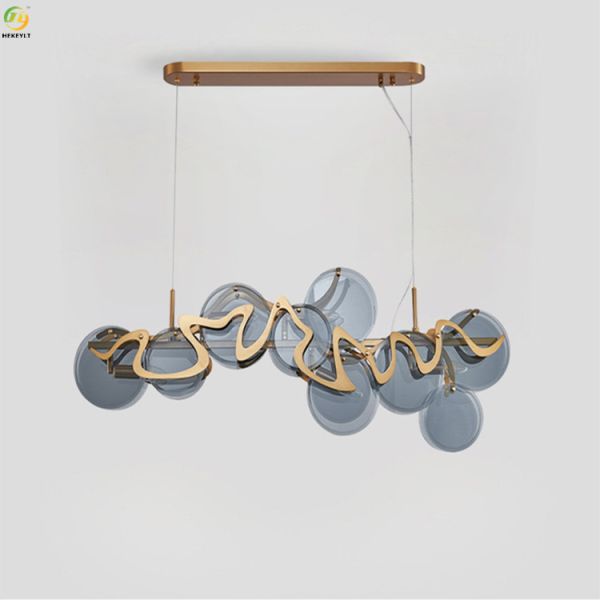 Iron Electroplating Nordic Crystal Pendant Light Home Art Baking Paint Gold E14