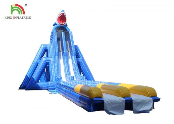 Quality Anti - Tear Beach Giant Inflatable Water Slide Blue Double Lanes For Adults for sale