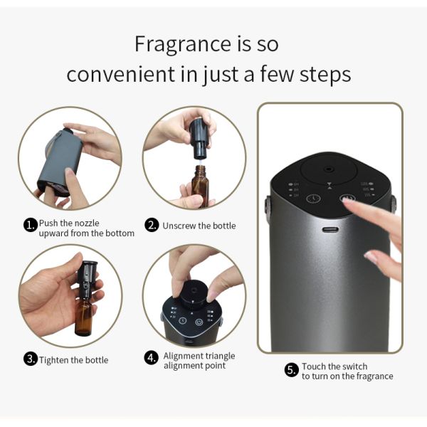 2000mAh Battery Pure Diffusion Waterless Aroma Diffuser Two Fluid Atomization Technology