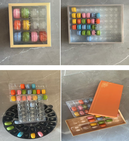 Food Safe Macaron Paper Box Packing Macaron Plastic Box Drawer Style