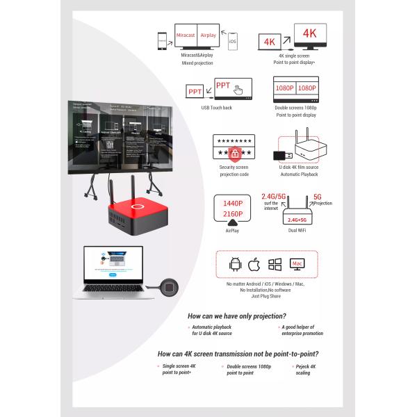 OEM Wifi Display Dongle , Screen Mirror Dongle For Presentation