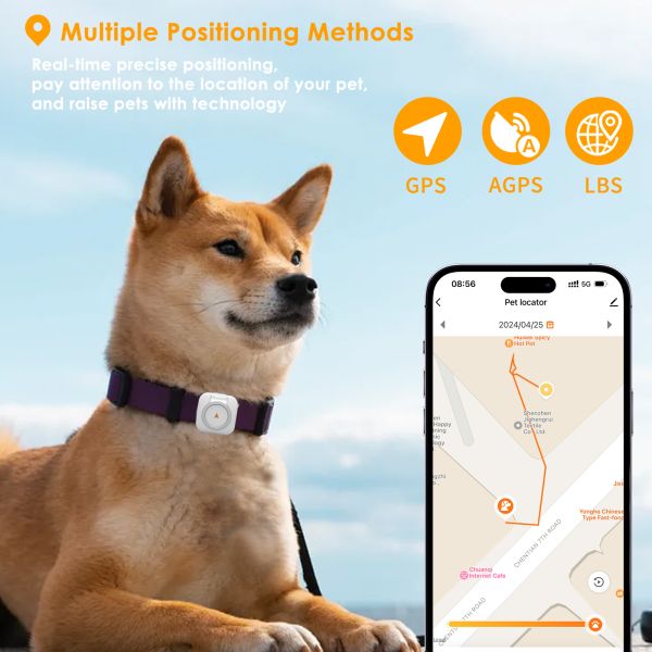 Mini IP67 Waterproof ABS+PC Pet Tracker Bluetooth Anti-Lost GPS Locator with Real-Time Tracking Health Management for Dogs Cats