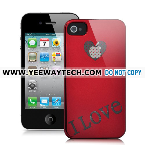 Quality "I Love" Electroplating Hard Case For iPhone 4S - Red for sale