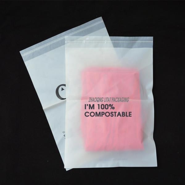 Zippered Cornstarch Compostable Bags , 100% PLA Biodegradable Garment Bag