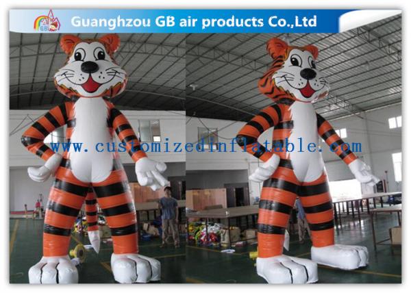 Quality 4.5m Standing Tiger Inflatable Cartoon Characters Inflatable Tiger Suit Blow Up for sale