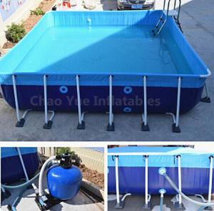 China Outdoor Metal Frame Swimming Above Ground Pool with filter on sale