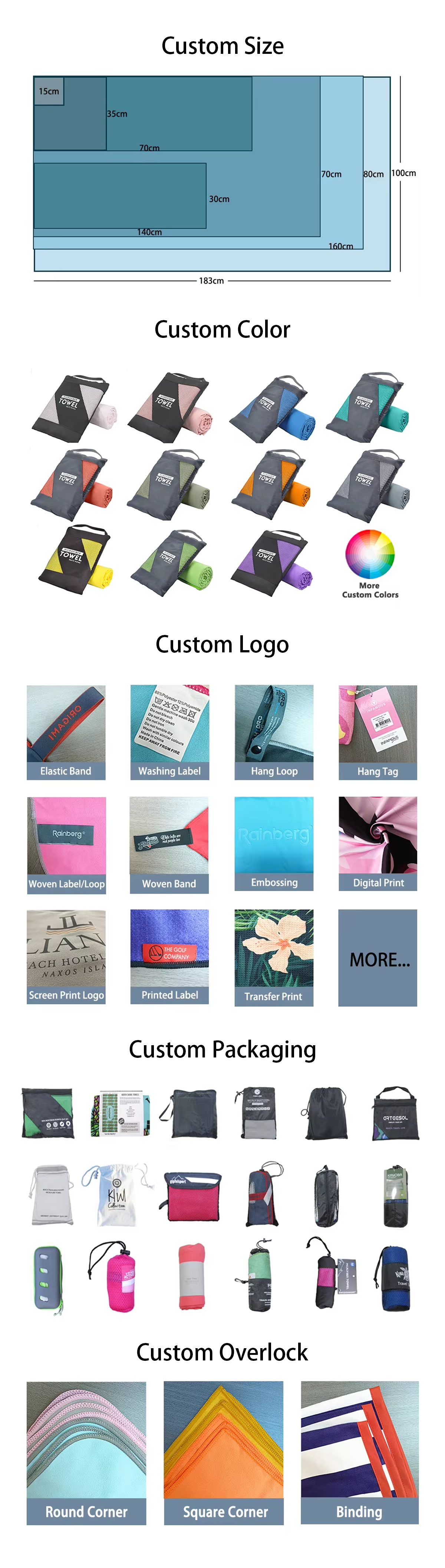 Custom Logo Design Printing Multi-color Microfiber Towel With Elastic Band Sport Microfiber Gym Towels