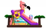 Colorful Commercial Inflatable Water Slides / Inflatable Flamingo Dry Slide