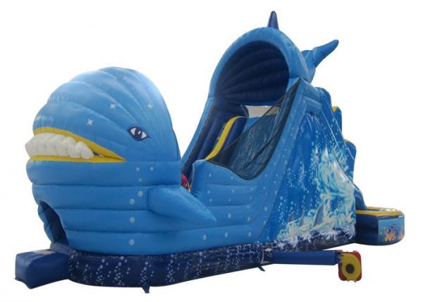 Quality Children Entertainment Large Inflatable Slide Dolphin Boat Inflatable Floating Water Slide for sale