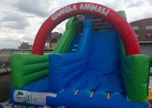 China PVC Tarpaulin Animal Park Zoo Cartoon Inflatable Dry Slide With Arch Door on sale