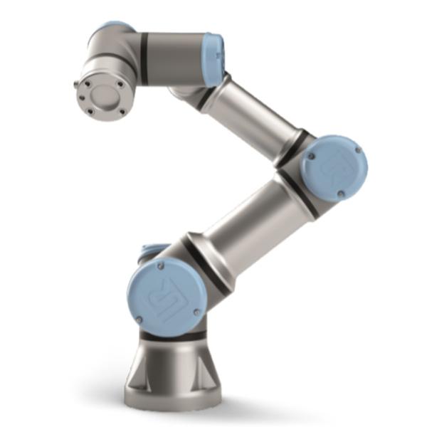 UR 3e collaborative table-top robot used to picking, assembling, and placing parts generally industrial robots arm