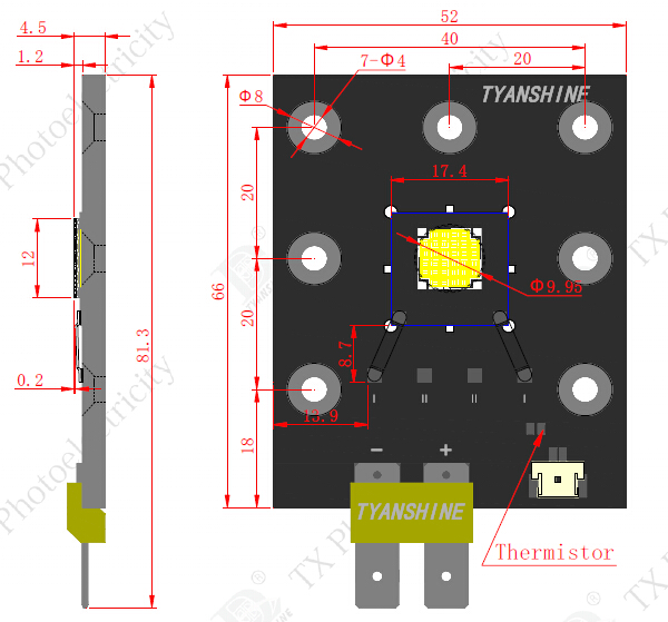 5W/mm ² 23000lm LED Light Engine Device 300Watt 42V 7.5A for Medical Illumination