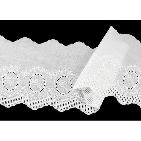 14CM Width Cotton Lace Trim Edging With Floral Pattern Scalloped Via OEKO TEX