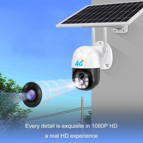 plastic outdoor low power consumption mini 1080P 2MP 4G WIFI PT camera solar security system
