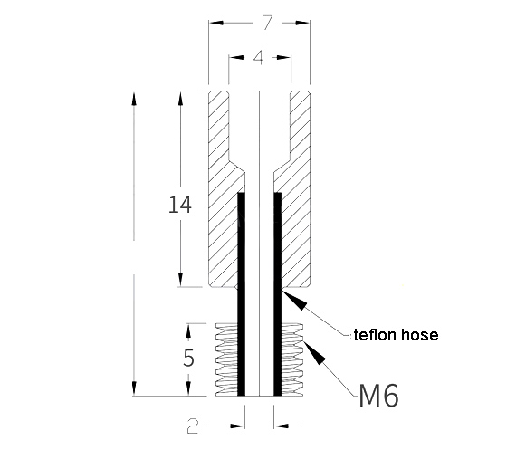 Silver Stainless Steel E3D 1.75mm 3D Printer Throat Built In