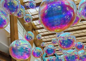 China Decorative Inflatable Rainbow Mirror Ball Big Shiny Ball Advertising 5ft Diameter on sale