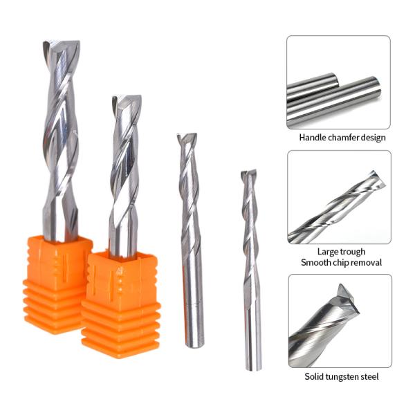 Manufacturing Production Alloy Solid Carbide End Mill 2 Flutes Spiral Flat Bottom Router Bits CNC Wood Milling Cutter