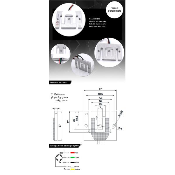 IP65 Waterproof Load Cell for Micro Mini Baby Scale Excitation Voltage Not Exceeding 6VDC 5kg 10kg 20kg