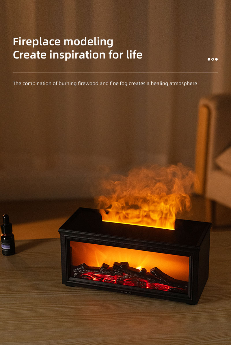 Home Creative Portable 280ml Bonfire Aroma diffuser USB Colorful Light Remote Control Simulated Fireplace Nebulizing Diffuser