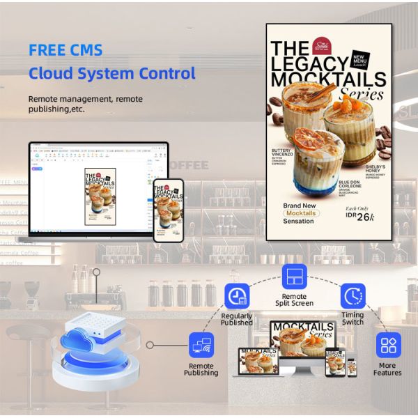 Large Size Digital Menu Boards 75 Inch LCD Advertising Display for Food Chain