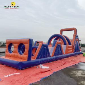 China PVC Outdoor Inflatable Obstacle Course Bounce House Non Toxic Red Blue Color on sale
