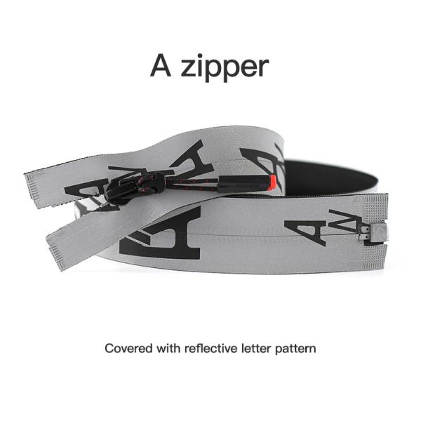 60cm Long Chain Zipper Open End Atuo Lock Customized with Logo Zip Binder for Down Jacket Reflective Zipper
