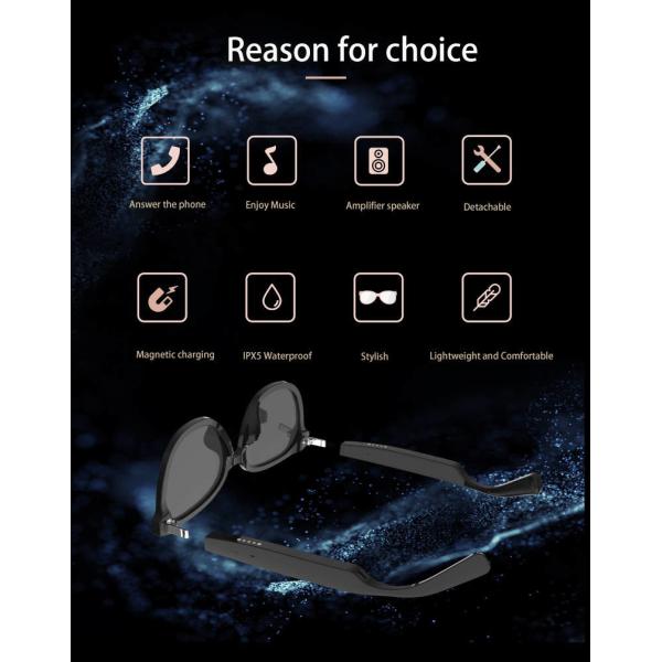 HFP Smart glasses Bluetooth 5.0 audio visual integration replaceable frame for men