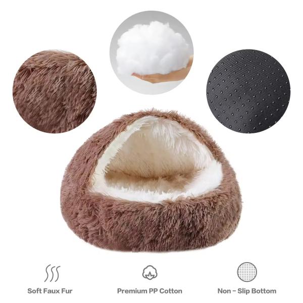 Semi Closed Fluffy Pet Beds Comfortable Soft Fluffy Cat Bed Easy To Clean