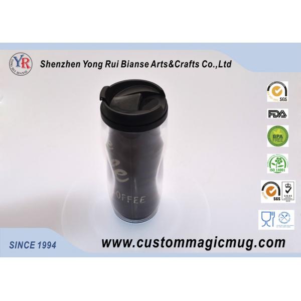 V Shape Double Wall Drinking Plastic Coffee Cups With Lids 350ml 12oz