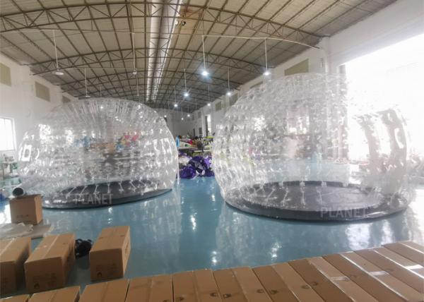 Camping Clear 0.7mm PVC Inflatable Dome Tent With Doors