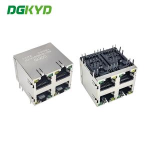 China DGKYD59212288DB1A1DY1B022 Stacked 2X2 Multi-Port RJ45 Network Socket With Light Strip Shielding Data Communicationce on sale