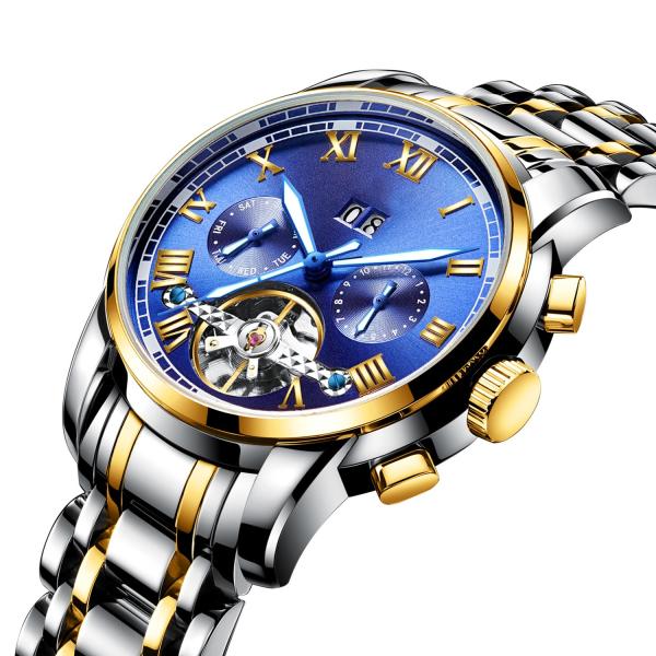 SS Strap 40mm Automatic Mechanical Watch 3BAR Multi Function With Calendar