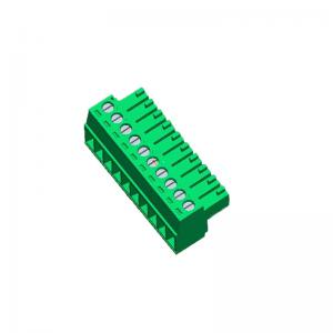 China PA66 Green Pluggable Pcb Terminal Block  Without Ear 10P 3.50 Female WCON ROHS on sale