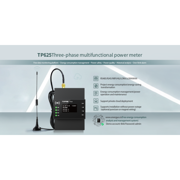 Three Phase Four Wire Energy Meter 4G MQTT Power Factor Voltage Current Meter