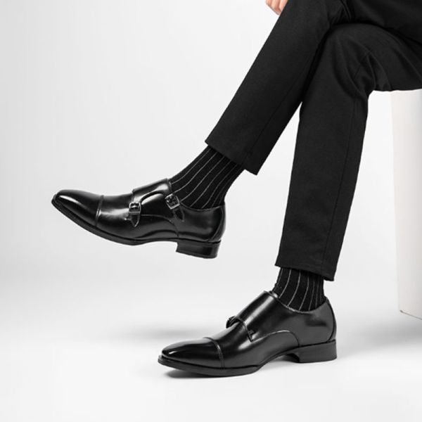 Pointed Toe Men Genuine Leather Shoes Comfortable Brown/Black Color
