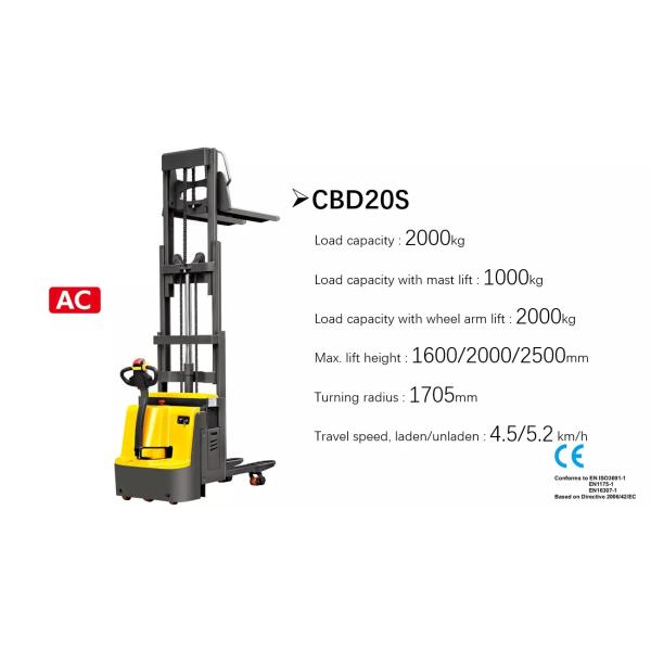 Garment 2T 2500mm Dividable Mast Fully Electric Pallet Stacker