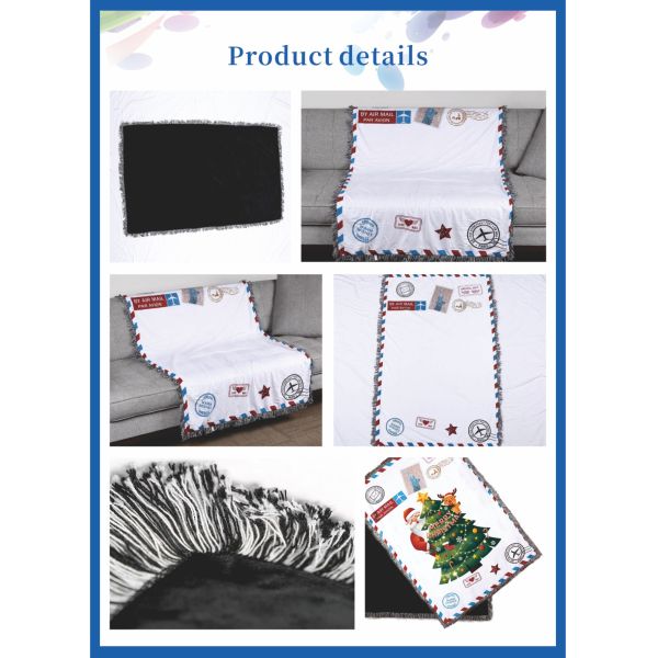 ZELOYAUT Post Card Throw Blanket Custom Blanket Super Soft 100% Polyester and Velvet Blank Sublimation Blanket for Home Decorate