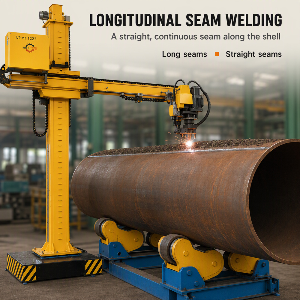 Heavy Duty Circumferential Seam Welding System, Welding Manipulator Matched with Turning Rolls for Tank Girth & Ring Seam Fabrication