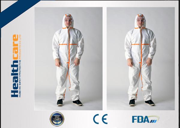 Quality Microporous Disposable Hooded Coveralls Breathable White With Shoe Cover Anti - Dust for sale