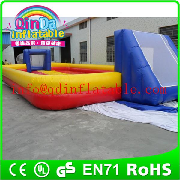 Quality QinDa inflatable soap football field water soccer football field for sale for sale