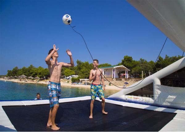 Blue 9m Inflatable Water Games Floating Beach Volleyball Court