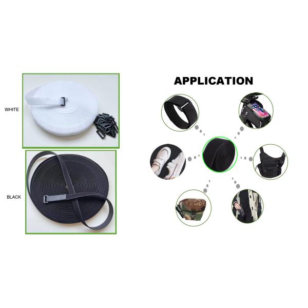 Nylon Hook And Loop Strap Black Velcro Straps Customized Color Size
