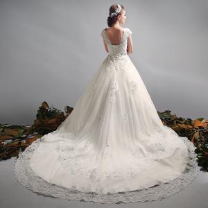 Wholesale Elegant Deep V Neck Beaded Train Wedding Dress TSLYHS003 from china suppliers