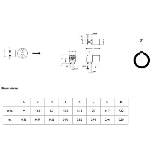 5pin Lemo Female Printed Circuit Receptacle EPG.0B.305