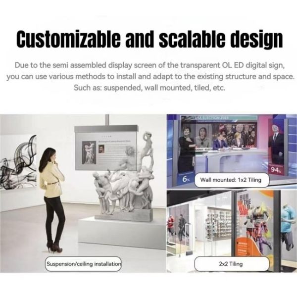 27 Inch Efficient Transparent OLED Display for Quick Start and Smooth Scene Operation