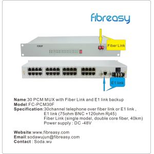 Telephone extender Fiber Optical 30voice 4E1 interface 4Ethernet 4RS232 multiplexer