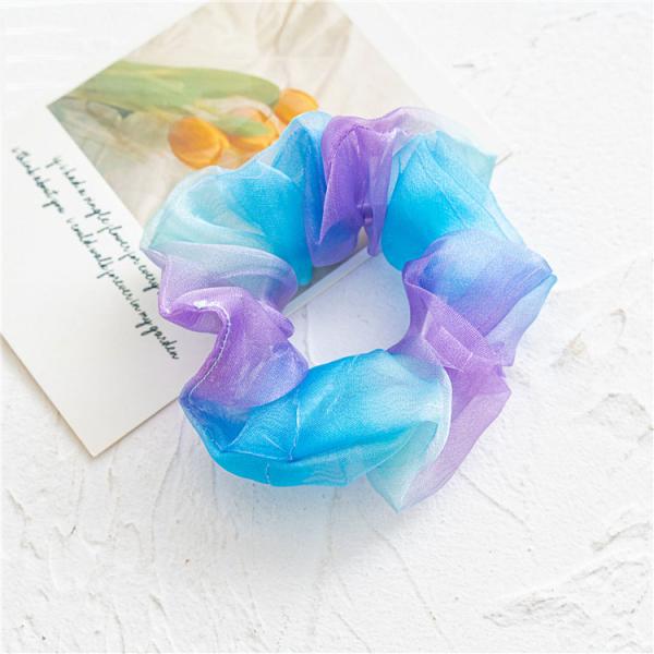 Tie dye clear rainbow color collar-scrunchie accessories headdress European American lady hair tie rope rubber band