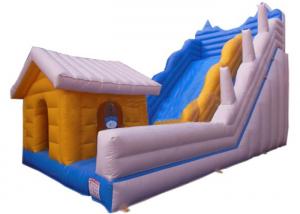China PVC Tarpaulin Inflatable Dry Slide Customized Size With Hut Bouncer House on sale