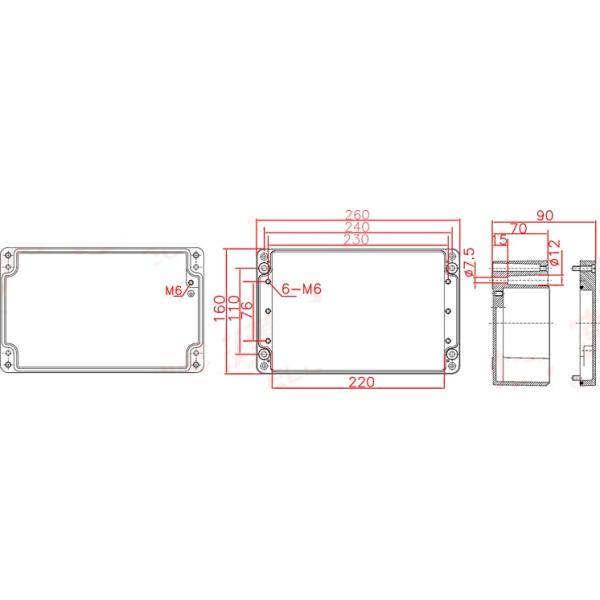 260x160x90mm External Waterproof Metal Junction Box