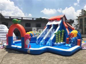 China Backyard Inflatable Water Slides And Pool Bouncy Water Slides Customized on sale